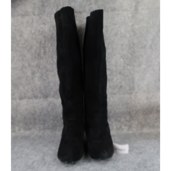 Colin Stuart Shoes Womens 6.5 Boots Tall Wedge Fashion Leather Pull On Black - Picture 3 of 16